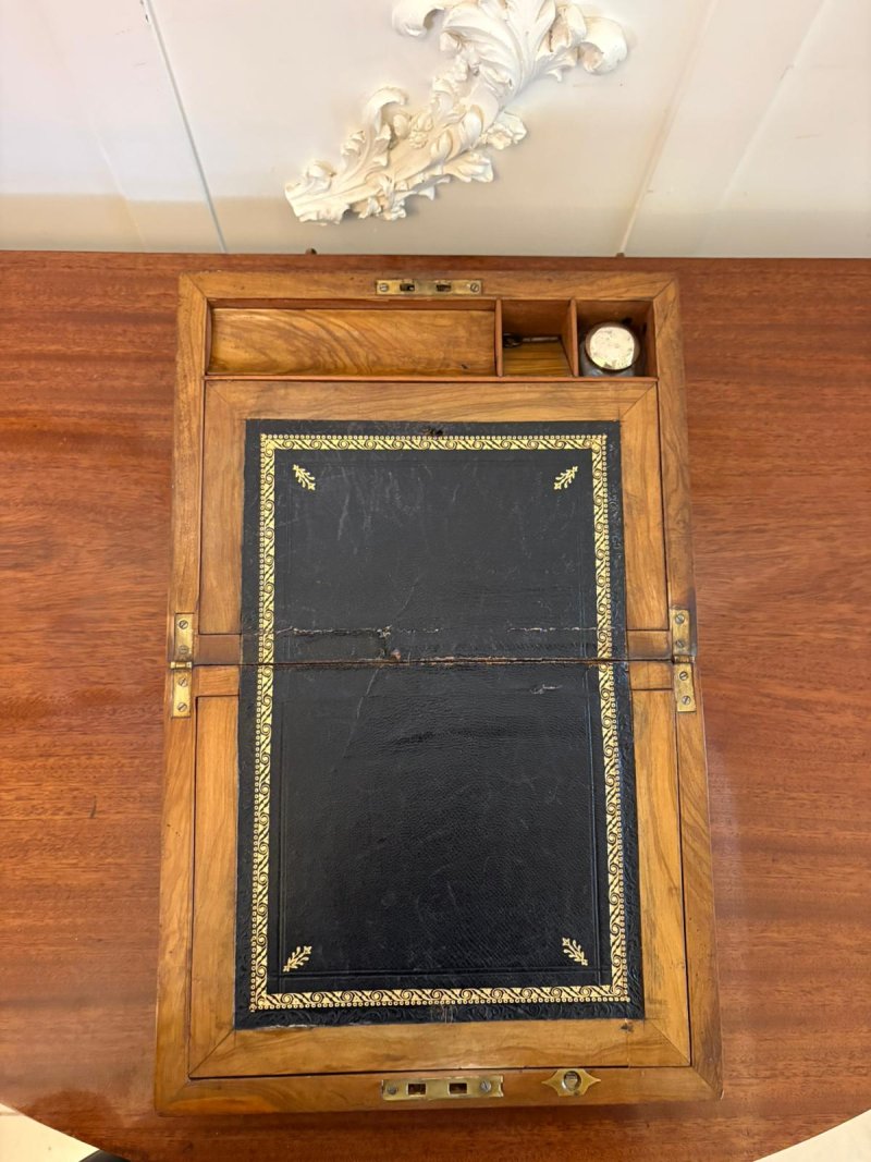 Antique Victorian Figured Walnut Writing Slope / Lap Desk with Fitted Interior - Image 2